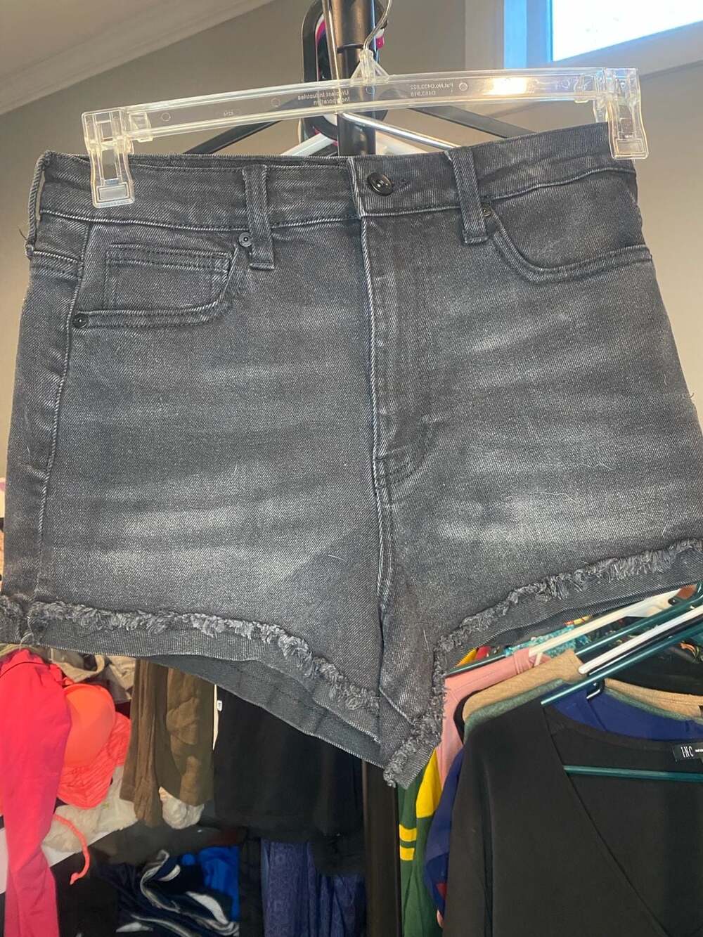 Kendall + Kylie The Drifter High Rise Black Denim Shorts Size 7/28